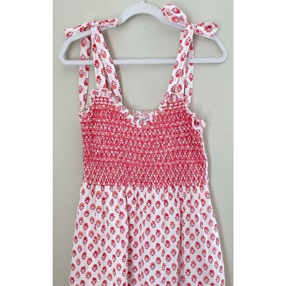 Pink City Prints Rose Meadow Red Block Jessica Maxi Dress Smocked Tuckernuck M - Picture 10 of 15